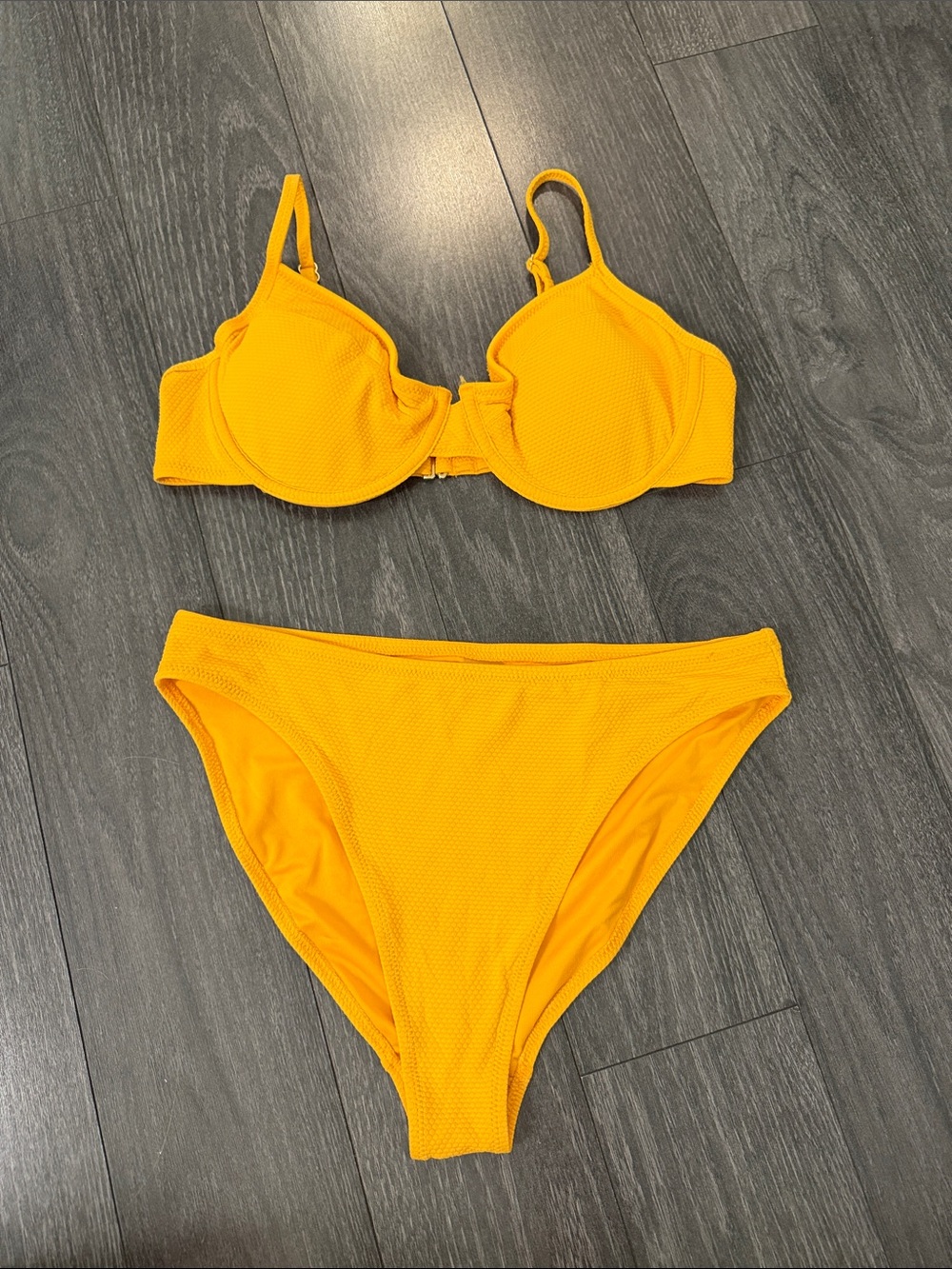 Old Navy Yellow Textured Underwire Bikini Set